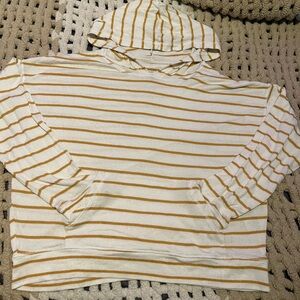 White and yellow striped hoodie